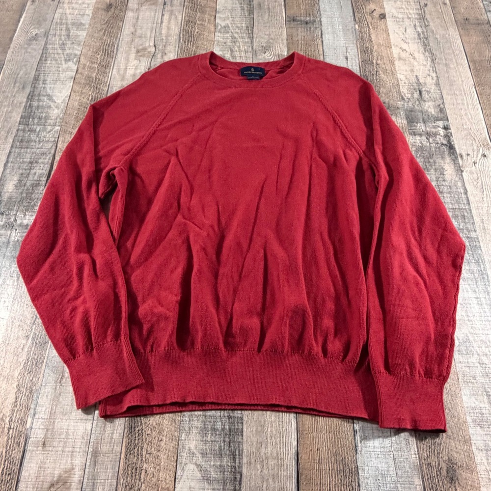 Brooks Brothers Sweater Mens Large Red Cotton Crewneck Raglan Preppy Classic